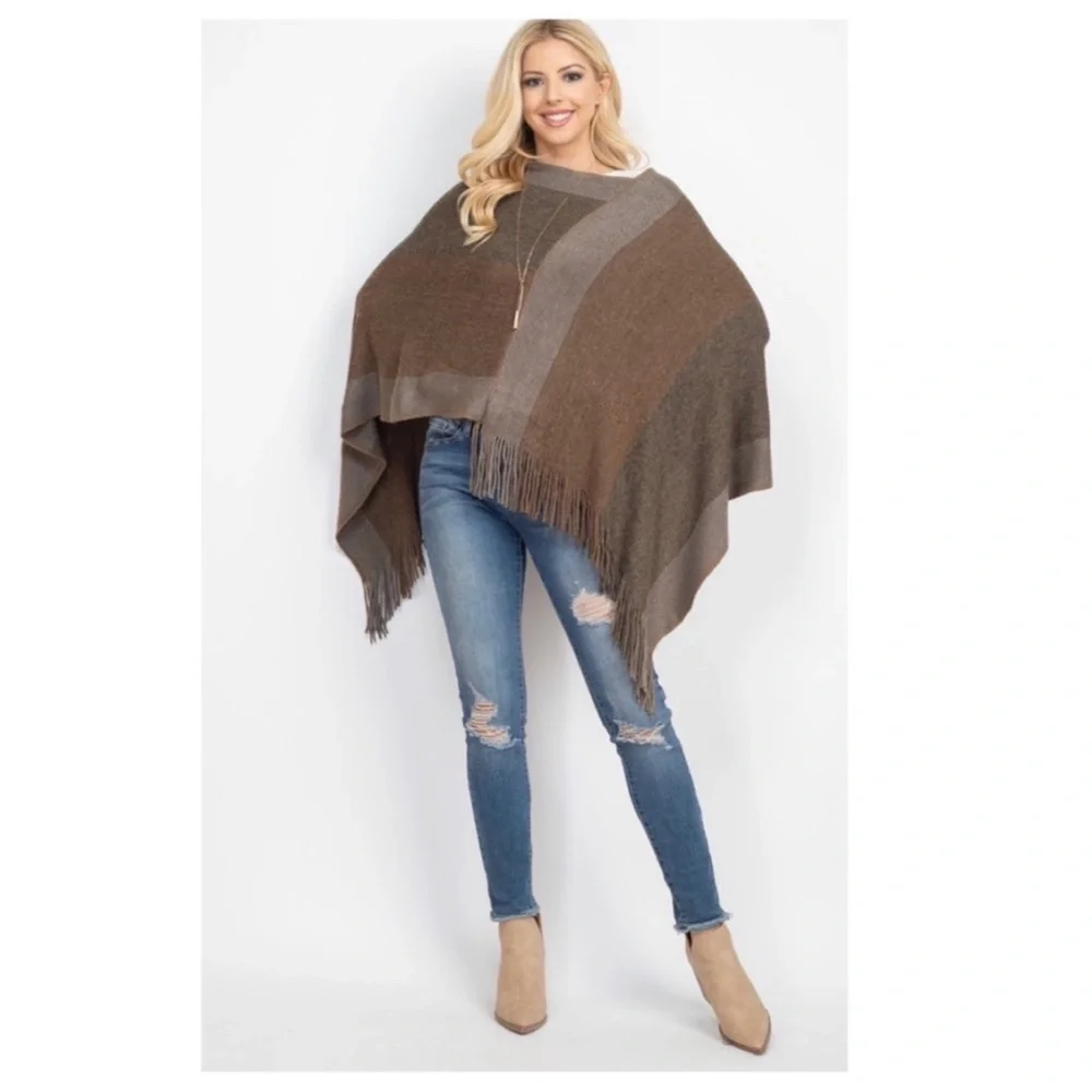 1 LEFT! Soft Fringe Women’s Fall Poncho - Picture 7 of 10